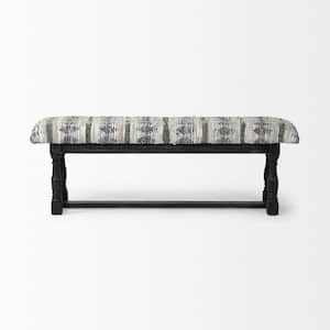 Amelia Black and White 56 in. Faux Leather Bedroom Bench Backless Upholstered