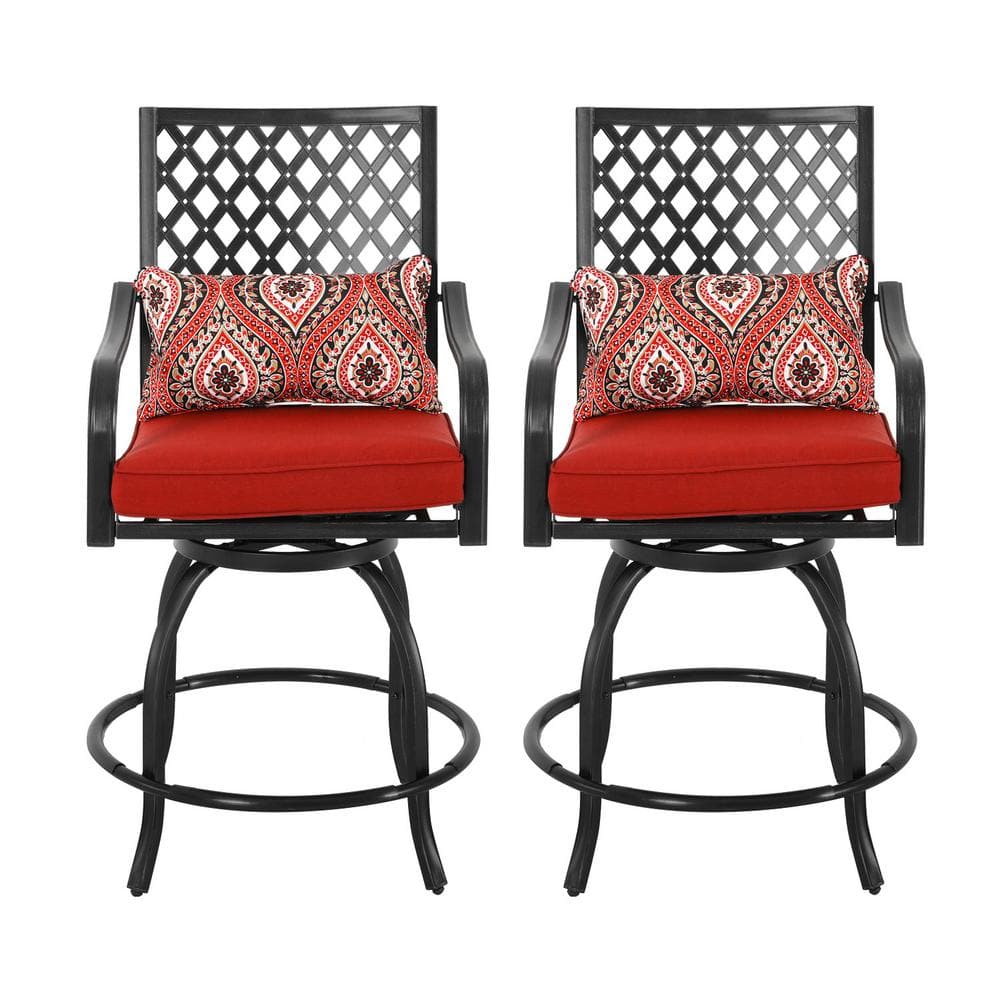 red outdoor bar stools