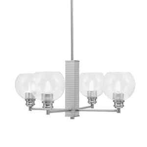 Albany 24 in. 4 Light Brushed Nickel Chandelier with Clear Bubble Glass Shades