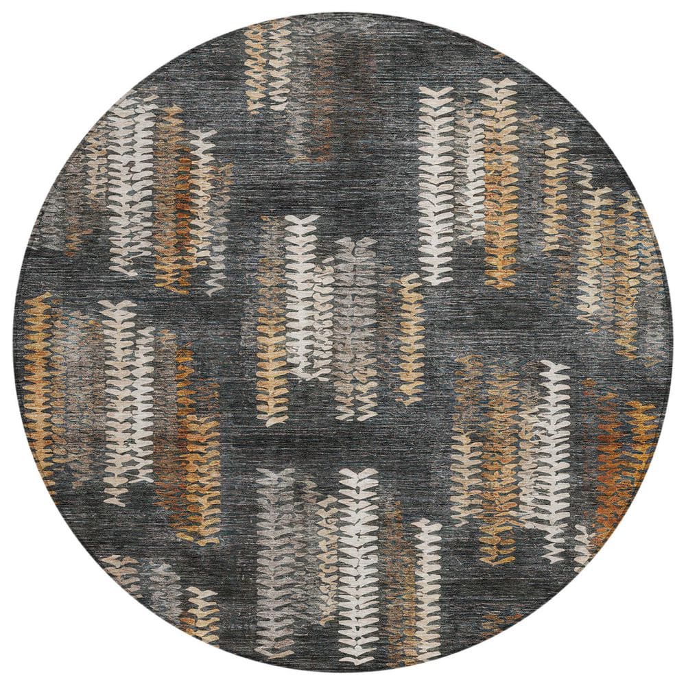 Chantille Machine Washable Indoor/Outdoor Abstract ACN2892 Charcoal 8 ft. x 8 ft. Round Rug price history on PriceWatchPro