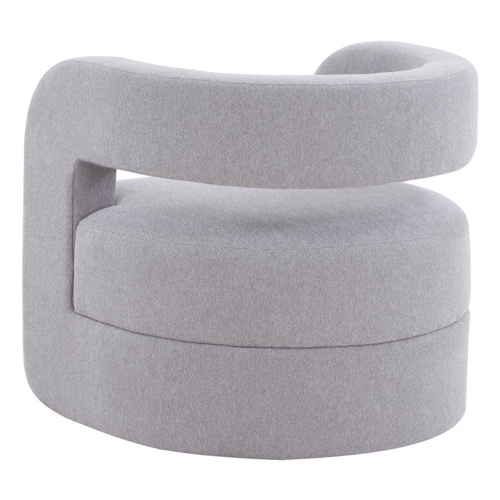 Anissa Light Grey Velvet Barrel Accent Chair with Wood Base