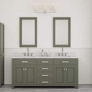 Madison 72 in. W x 21.5 in. D x 34 in. H Double Sink Bath Vanity in Glacial Green with Carrara White Marble Top