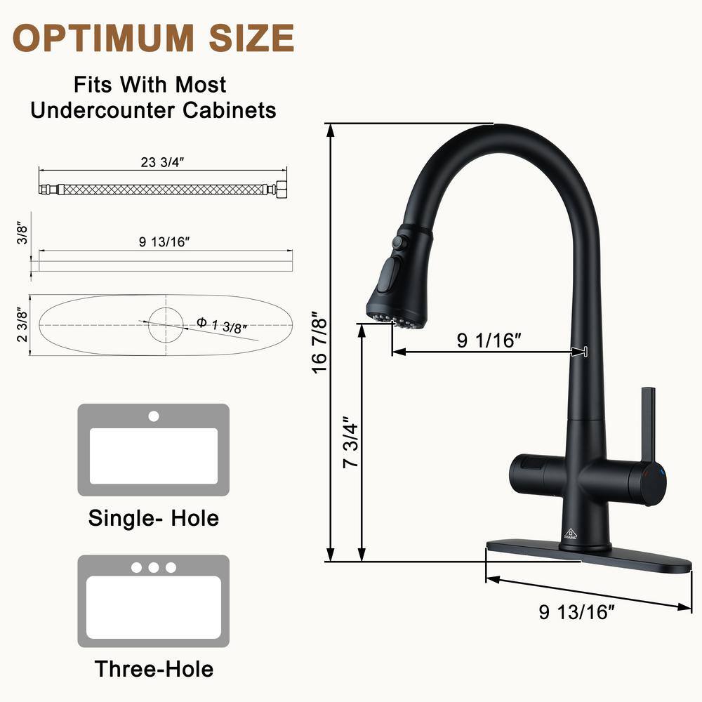 Matte Black Single Handle Pull-Out Sprayer Kitchen Faucet with Digital Display