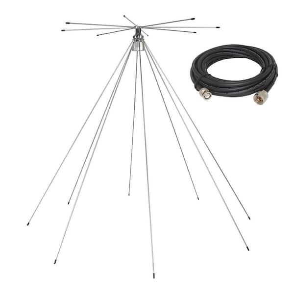 200-Watt Broad-Band Scanner 25 MHz to 1,300 MHz Super Discone Stainless Steel Base Antenna with 18-Ft. 8X-Type Cable
