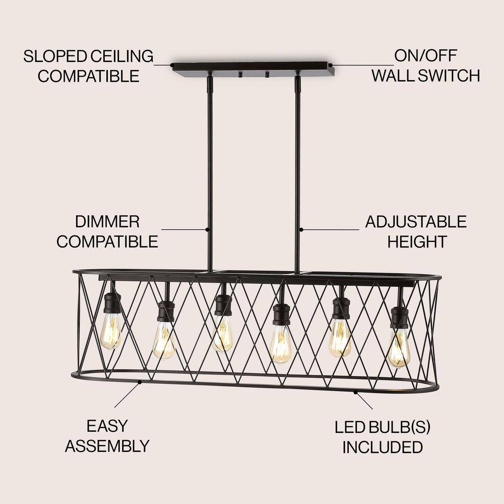 Marion 37.75" Oil-Rubbed Bronze Farmhouse LED Pendant