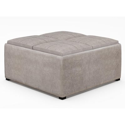 Faux Leather Gray Ottomans Living, Grey Leather Ottoman