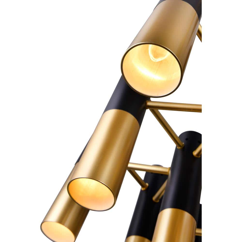 Elegant Anem 19-Light Matte Black and Satin Gold Crystal Chandelier