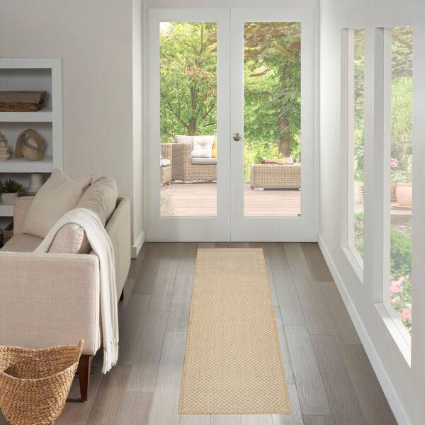 Courtyard Natural 2 ft. x 6 ft. All-over design Contemporary Runner Area Rug