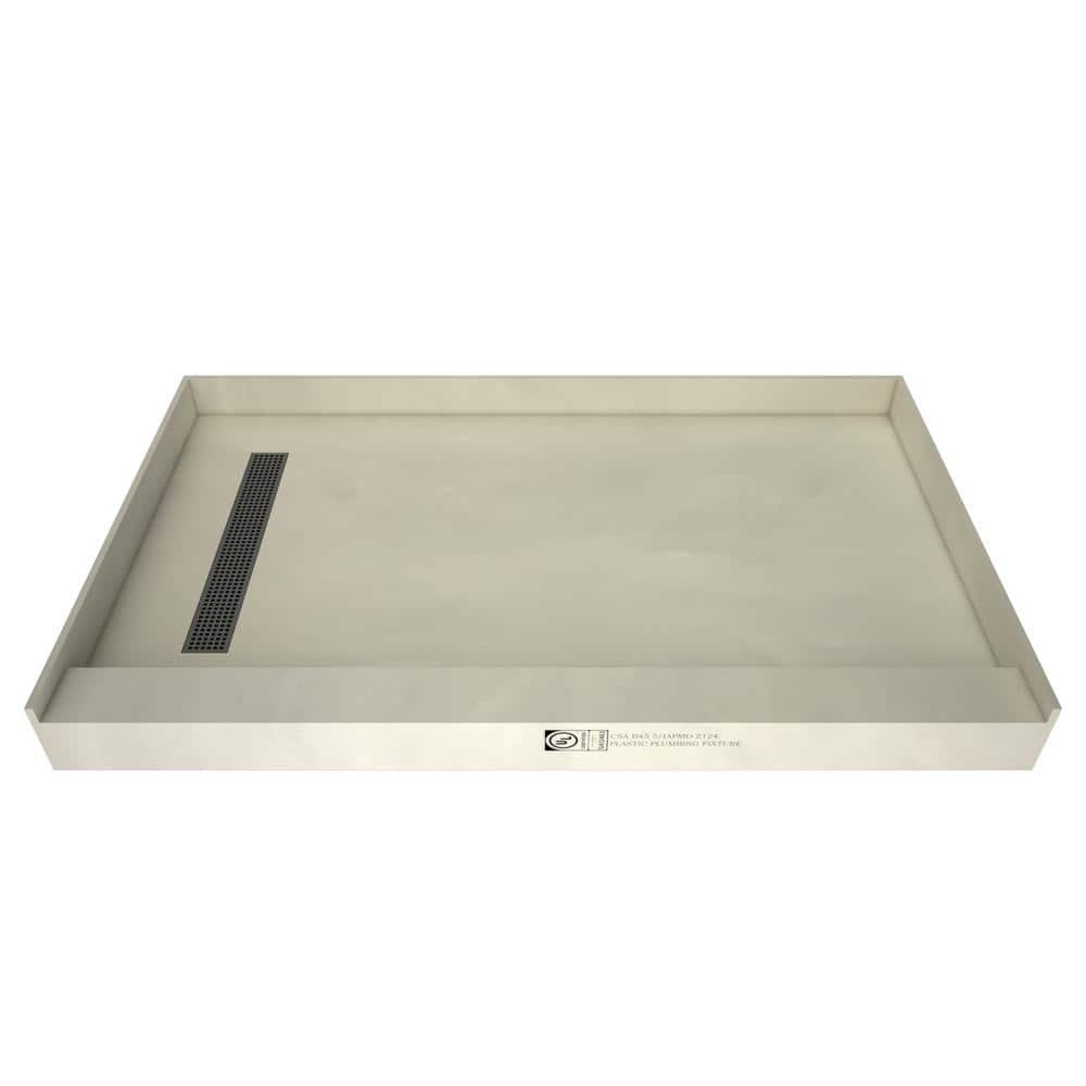 Tile Redi Redi Trench 30 in. x 60 in. Single Threshold Shower Base with Left Drain and Brushed Nickel Trench Grate