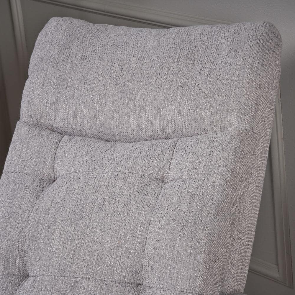 Handcrafted 25" Gray Fabric Swivel Recliner with Metal Base