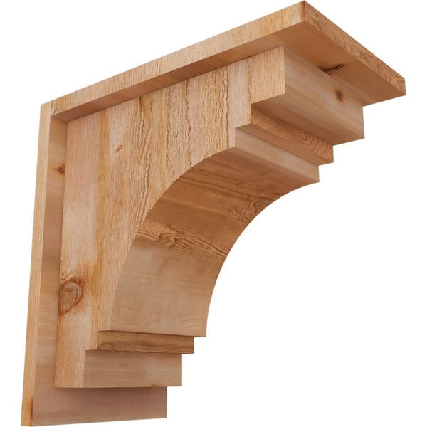 Ekena Millwork 8 in. x 14 in. x 14 in. Western Red Cedar Pescadero Rough Sawn Corbel with Backplate