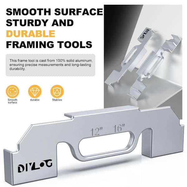 Angel Sar 3-in-1 Precision Aluminum Framing Tools, Stud Master 16 Framing Spacing Tool for 12/14/16 DIY Carpenter