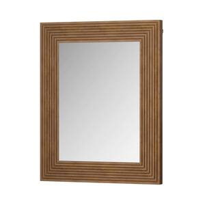31.5 in. W x 39.3 in. H Wood Rectangle Framed Brown Decorative Wall Hanging Mirror