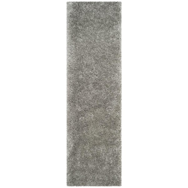 Polar Shag 2 ft. x 16 ft. Silver Solid Color Runner Rug