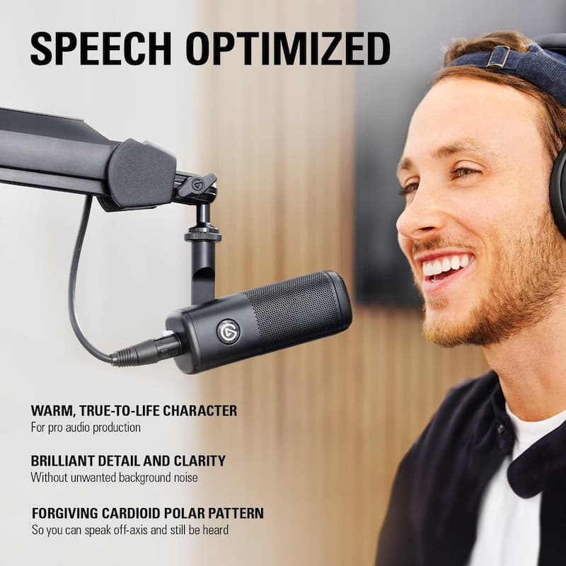 Dynamic XLR Microphone, Cardioid Pattern, Noise Rejection, Speech optimised for Podcasting, Streaming, Broadcasting