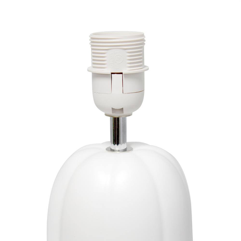 White Ceramic Pumpkin-Shaped Table Lamp with Fabric Shade