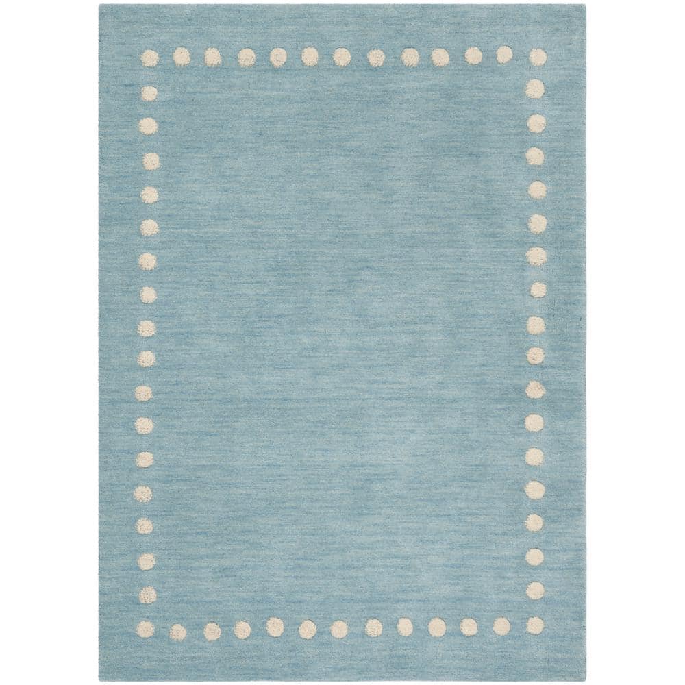 Lushly Soft Hand-Tufted Blue/Ivory Wool Kids 4' x 6' Area Rug