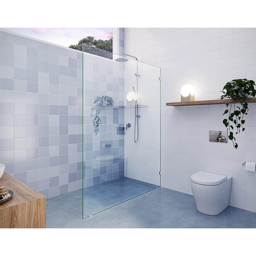 Vela 78" x 60" Frameless Glass Shower Panel with Polished Chrome Hardware