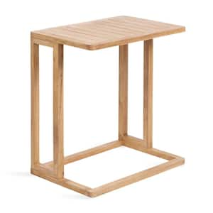 Slayton 24 in. Natural Rectangle Solid Wood C Shaped End Table