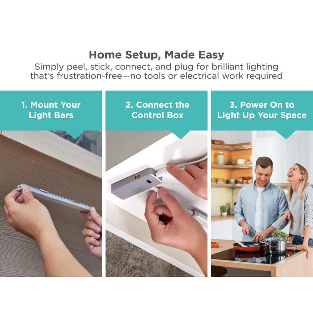 9" Adjustable White LED Under Cabinet Lighting Kit with Remote