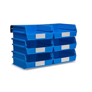 VEVOR Plastic Storage Bin (11-inch x 11-inch x 5-Inch) Hanging Stackable Storage Organizer Bin Blue/Red 6-Pack Heavy Duty Stacking Containers for