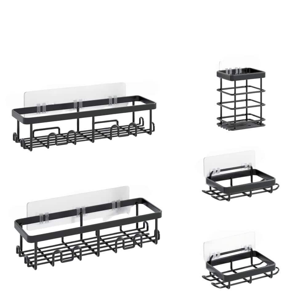 5 Pack Stainless Steel Shower Caddy Basket Rack with Hooks in Black price history on PriceWatchPro