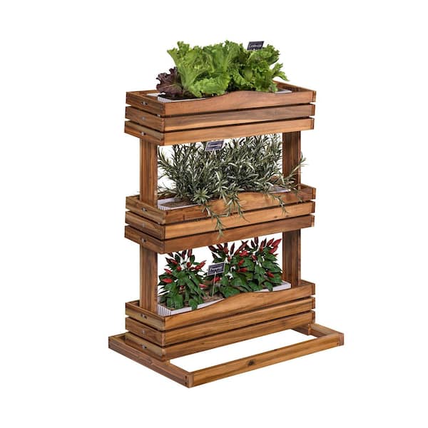 3-Tier Outdoor Acacia Wood Vertical Garden Planter, 69 Liter Capacity, 33.4 in. W x 23.5 in. D x 46.2 in. H