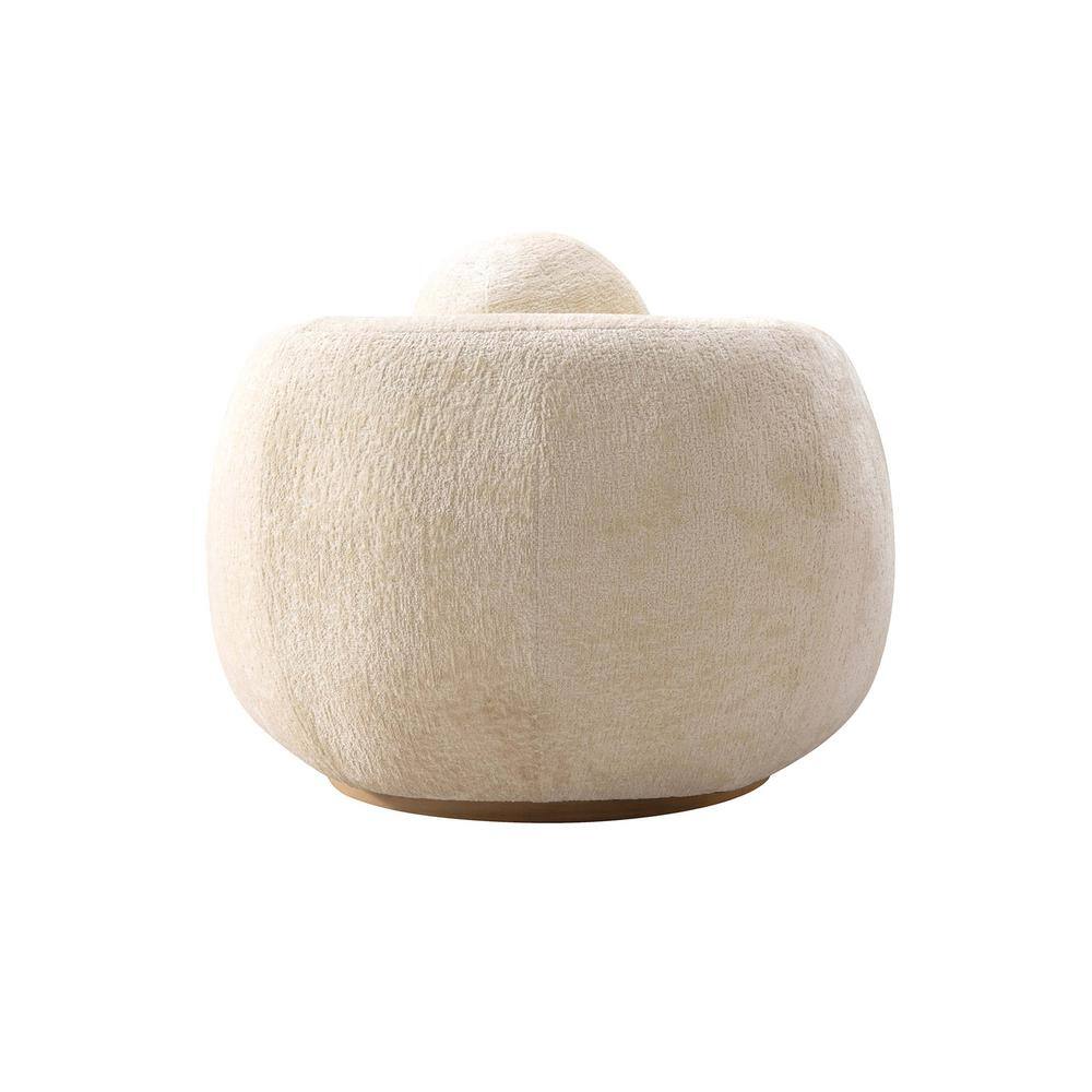 Tribeca Cream Chenille Swivel Accent Chairs with Birch Wood Base