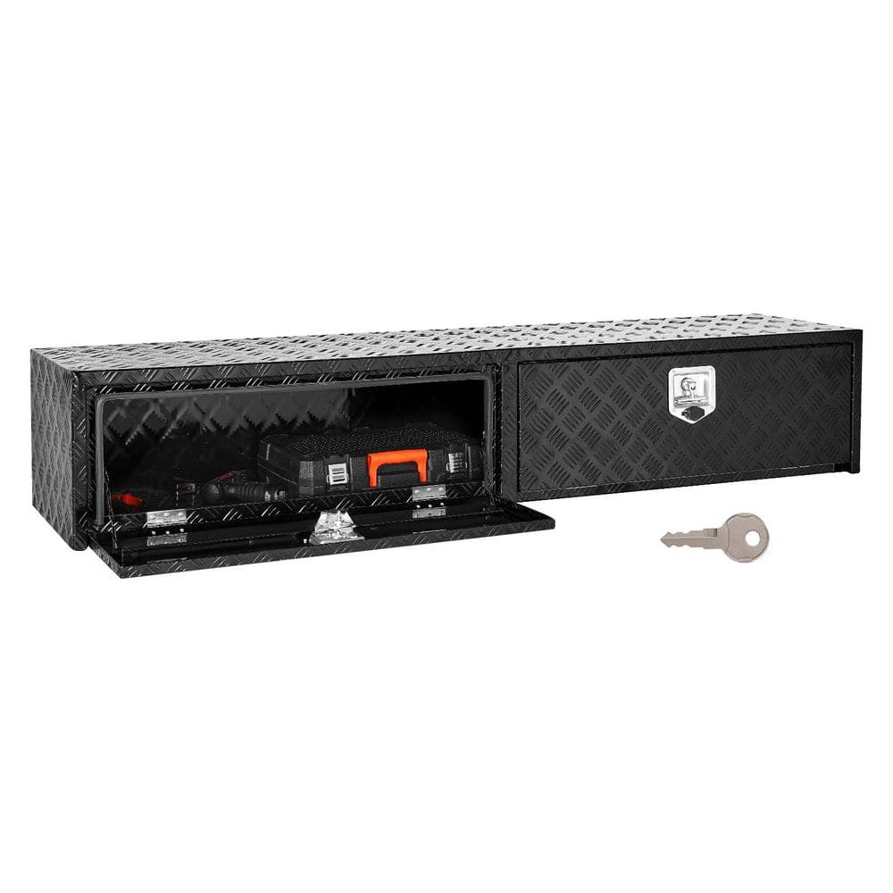 72 in. Black Aluminum Tread Top Mount Truck Tool Box with Dual Drop Doors, Heavy Duty Lockable Storage Box with Latch price history on PriceWatchPro