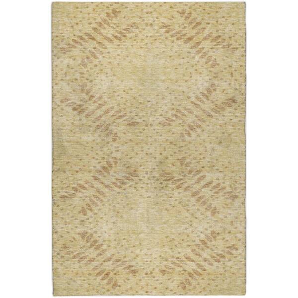 Dream Shag Premium Machine Washable Abstract ADS778 Gold 9 ft. x 12 ft. Area Rug
