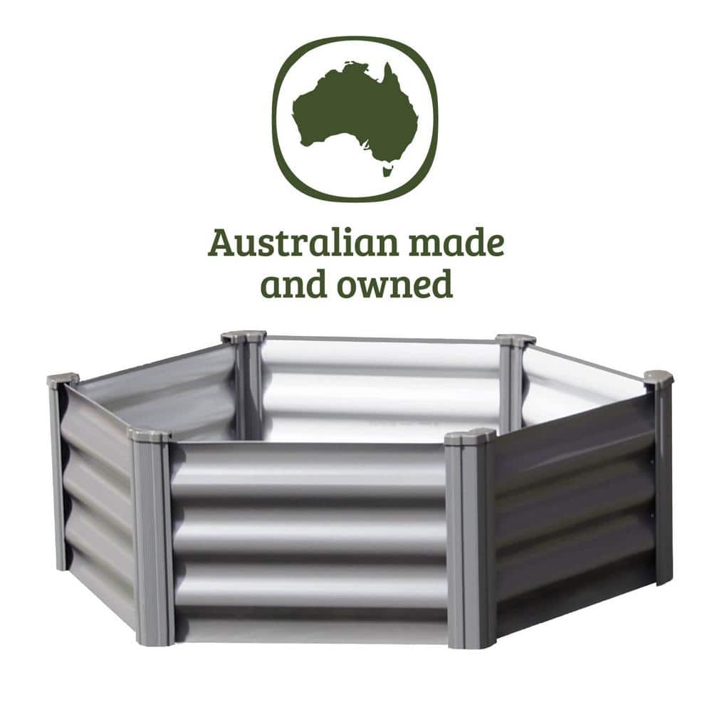 Woodland Gray Galvanized Steel Hexagon Raised Garden Bed