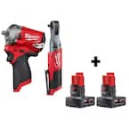 Milwaukee M12 FUEL 12V Lithium-Ion Brushless Cordless Stubby 3/8 in. Impact  Wrench and Ratchet Kit (Tool-Only Kit) 2554-20-2557-20 - The Home Depot