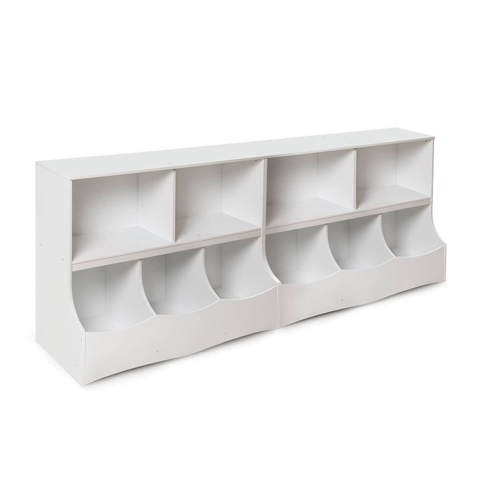 White MDF Kids Toy Storage Organizer with Cubby Bins