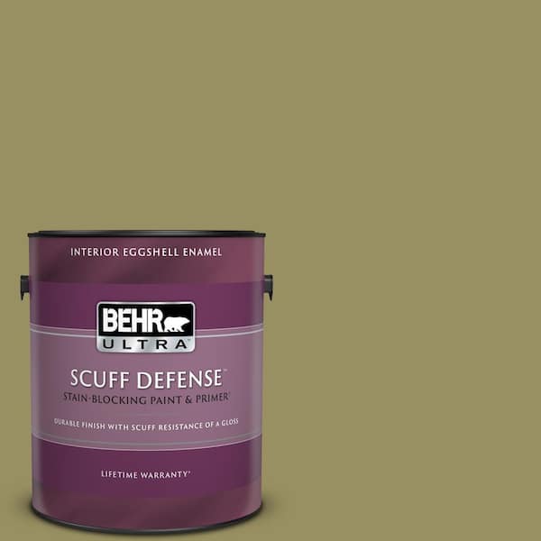 BEHR ULTRA 1 gal. #390F-6 Tate Olive Extra Durable Eggshell Enamel Interior Paint & Primer