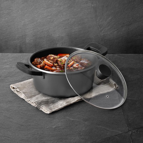 Bergner Retro Collection Cast Aluminum Nonstick Pots and Pans 10 Piece Cookware  Set - Dark Gray 