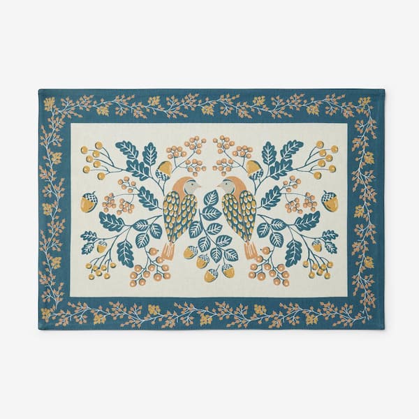 The Company Store Swallow Leaf 20 in. x 14 in. Slate Cotton Placemat (Set of 4)