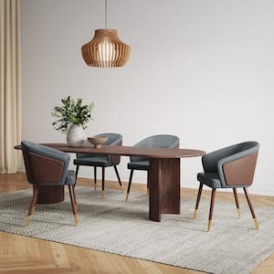 Reeva Graphite Grey Modern Faux Leather Upholstered Dining Chair with Beech Wood Back and Solid Wood Legs