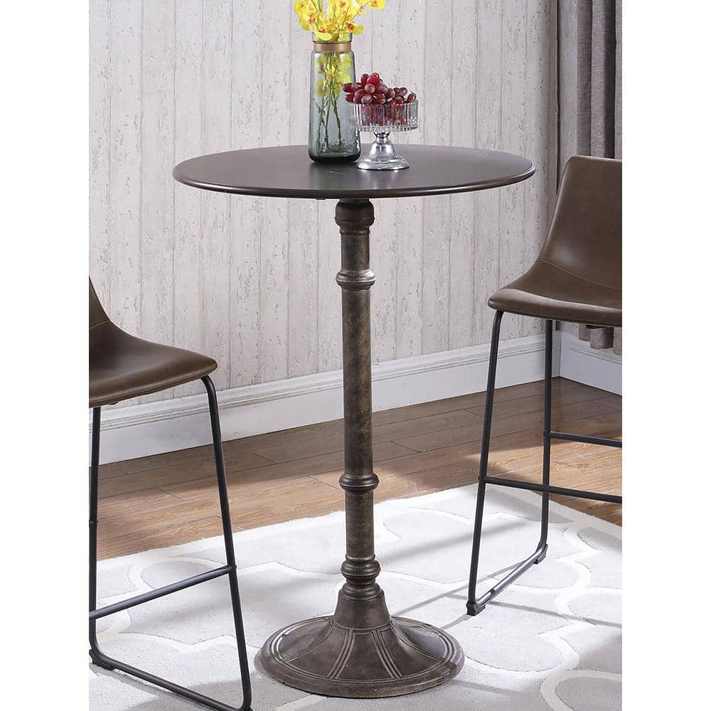 Oswego Round Dark Russet and Bronze Bar Table