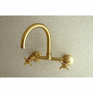 Concord 2-Handle Wall-Mount Standard Kitchen Faucet in Brushed Brass