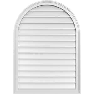 30 in. x 42 in. Round Top White PVC Paintable Gable Louver Vent Non-Functional