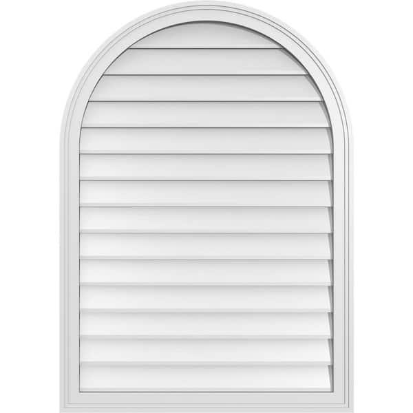 Ekena Millwork 30 in. x 42 in. Round Top White PVC Paintable Gable Louver Vent Non-Functional