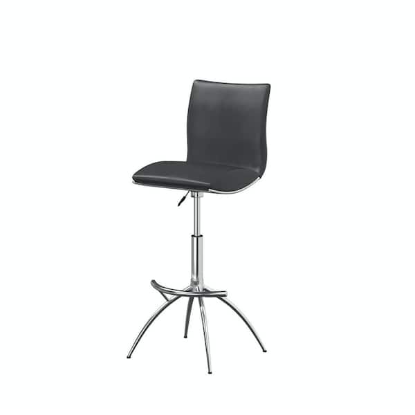 HomeRoots 26 in. Gray Low Back Metal Adjustable Height Bar Chair with Faux Leather Seat Set of 2