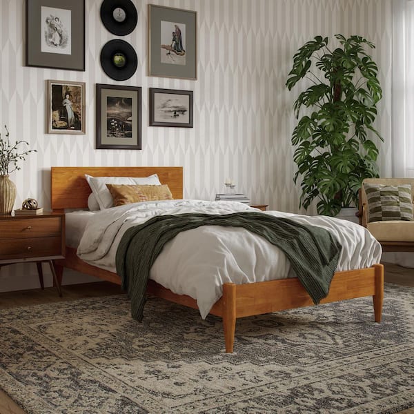 AFI Aria Light Toffee Natural Bronze Solid Wood Frame Twin XL Modern Low Profile Platform Bed