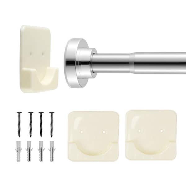 76 in. Stainless Steel Shower Rod, Adjustable Length Rust Resistant, Shower Curtain Rod in Silver, 1 in. Diameter