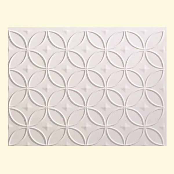 Fasade 18.25 in. x 24.25 in. Matte White Rings PVC Decorative Backsplash Panel