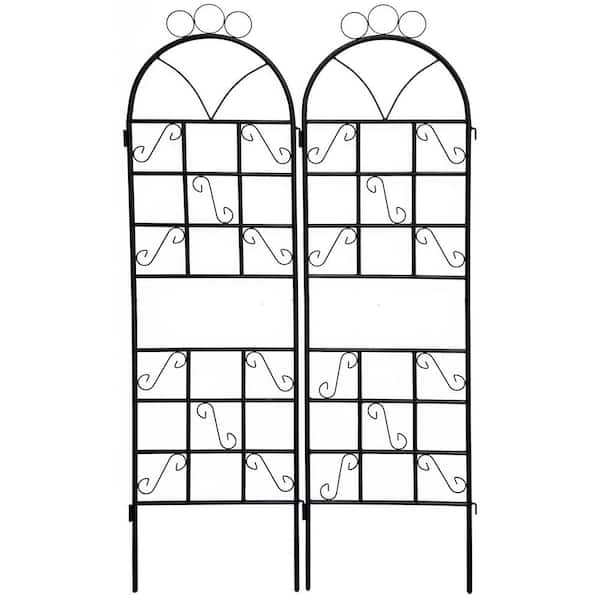 Tunearary 72 in. H, Metal Garden Trellis, Outdoor Rustproof Plant Stand, Climbing Plants, Black, 1 Set (2-Pieces)