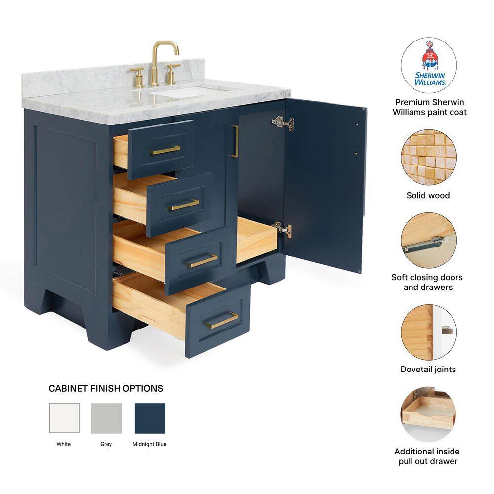 Midnight Blue 43" Single Basin Vanity with Marble Top