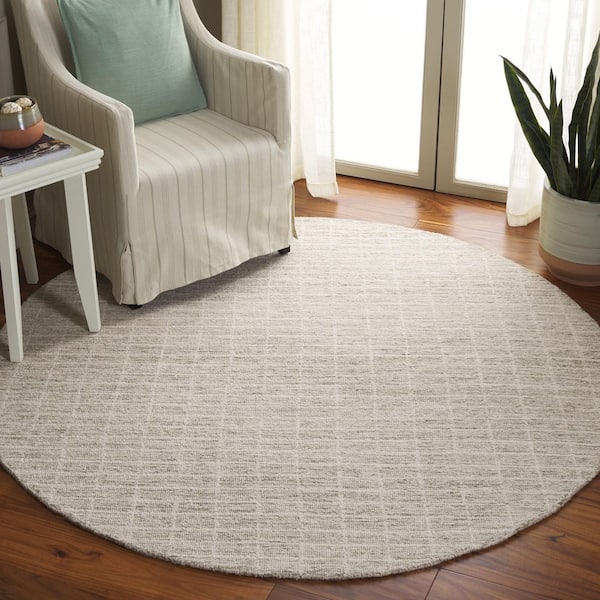 Ebony 6 ft. x 6 ft. Sage/Ivory Geometric Tile Round Area Rug