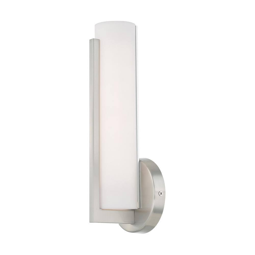 Sleek Brushed Nickel Vanity Wall Sconce with Satin White Shade
