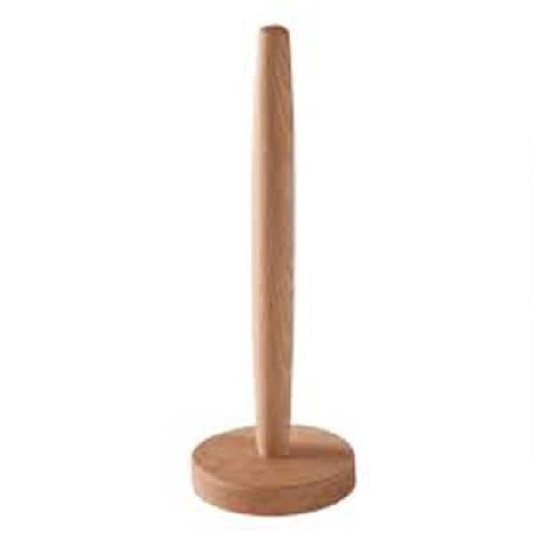 Freestanding Beechwood Finish Wooden Paper Towel Holder Stand Anti-Skid Base for Countertop Jumbo Rolls